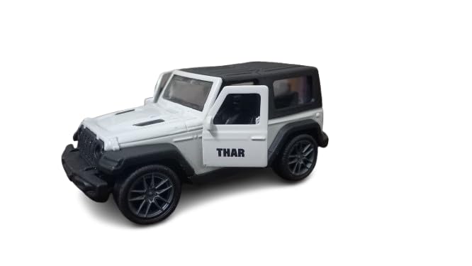 Die-Cast Metal Thar Toy Car, 1:36 Scale, Pull Back Action, White, with Openable Doors