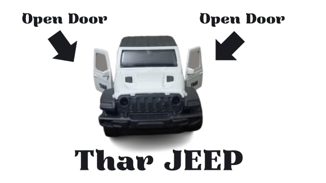 Die-Cast Metal Thar Toy Car, 1:36 Scale, Pull Back Action, White, with Openable Doors