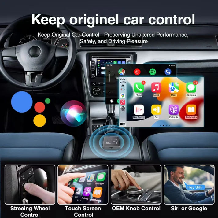 Fleettrack Connect Lite™ 3-in-1 CarPlay Adapter – Wireless CarPlay, Android Auto & Android Multimedia in One Compact Device(Closed Android System)