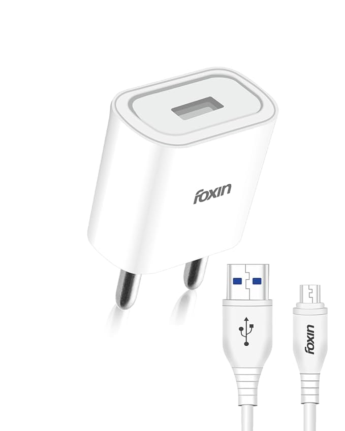 Foxin Mobile Charger Adaptor 2.1Amp - 10W Output - BIS Certified, Made in India with Free Micro USB Cable (FPA-121