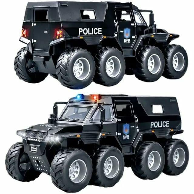 KUDOSS Big Rechargeable Remote Control 8 Tyres Police Patrol Moka 4x4 Stunt Car.Police Themed Moka Car for Kids 40MHz,1:16 Scale.