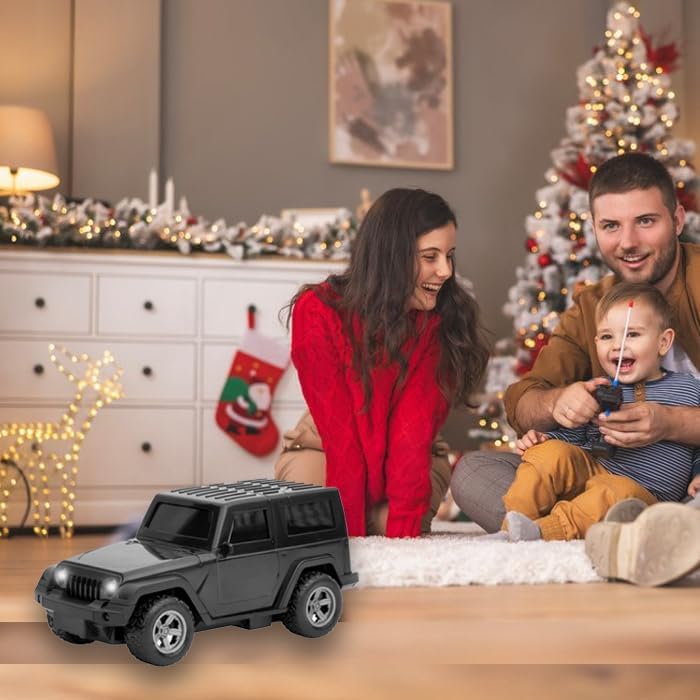 Thar Remote Control Car for Kids | Rc Rechargeable Toy 1:24 Scale with Extra Tyre, Lights & Music | High-Speed Off-Road Vehicle | Best Gift for Unisex Child (Ages 3-6) | Black