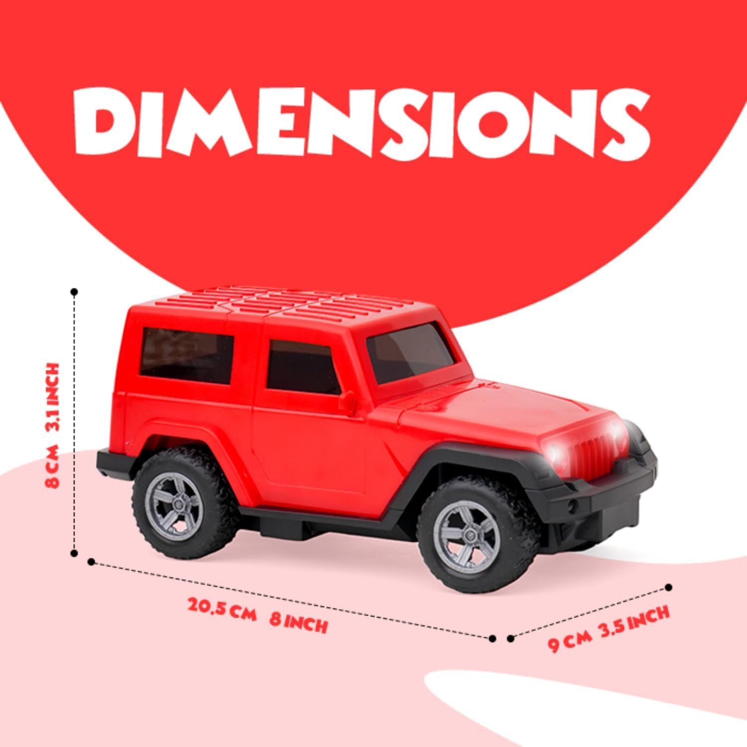 Thar Remote Control Car for Kids | Rc Rechargeable Toy 1:24 Scale with Extra Tyre, Lights & Music | High-Speed Off-Road Vehicle | Best Gift for Unisex Child (Ages 3-6) | Red