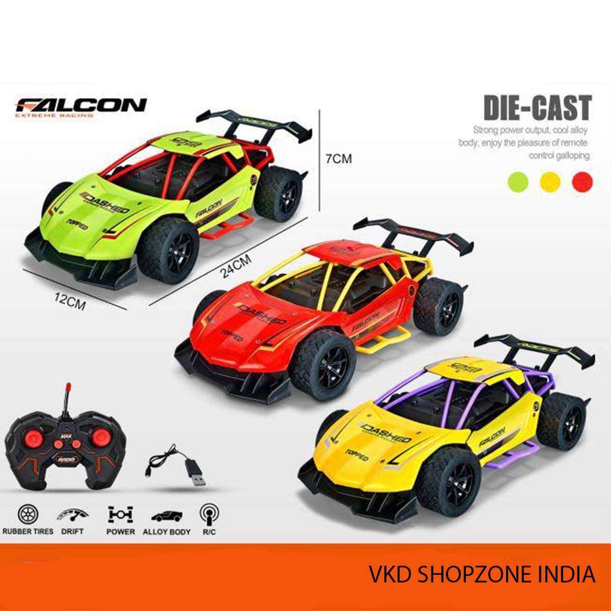 C Racing Car, 24 cm Die-Cast Alloy Body, Remote Control Drift Car with Rubber Tyres, Multicolor