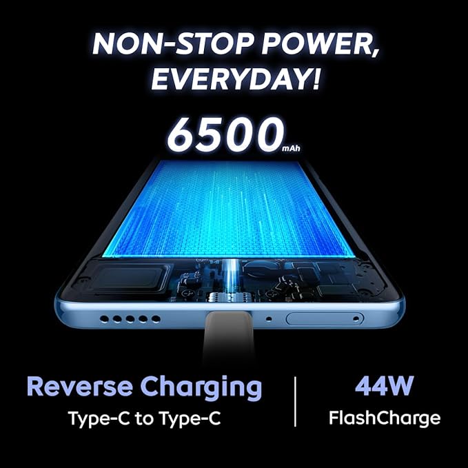 iQOO Z10x 5G (Titanium, 6GB RAM, 128GB Storage) | 6500 mAh Large Capacity Battery | Dimensity 7300 Processor | Military-Grade Durability