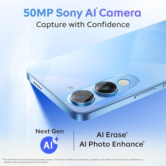 iQOO Z10 Lite 5G (Titanium Blue, 4GB RAM, 128GB Storage) | 6000 mAh Battery | Dimensity 6300 5G Processor with 433K+* AnTuTu Score | IP64 Rated & Military Grade Shock-Resistance*