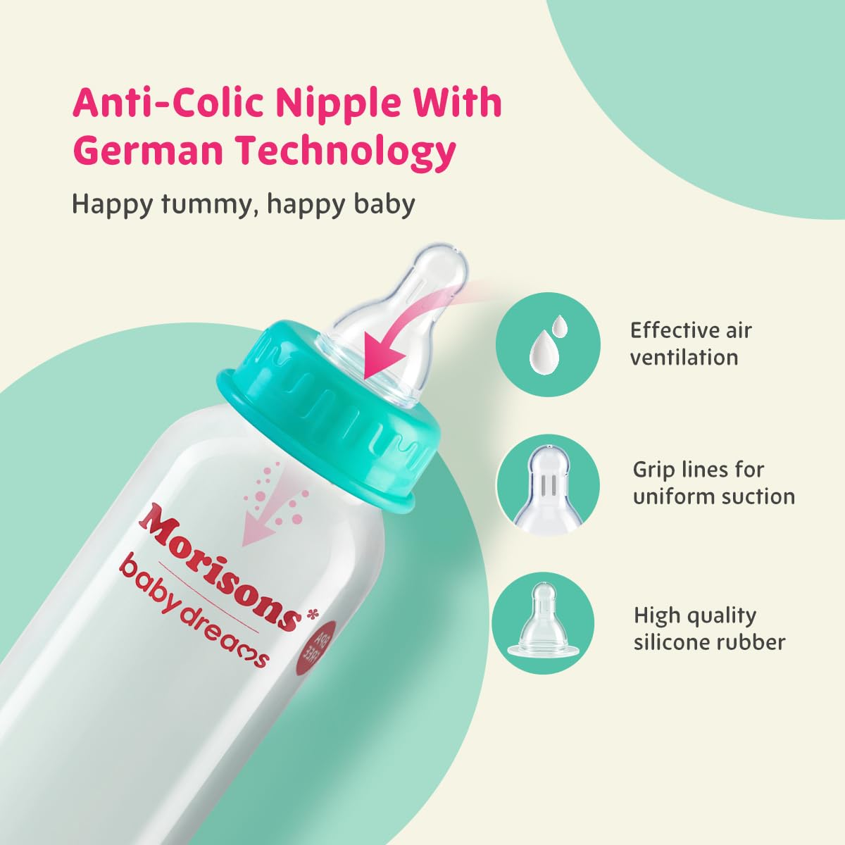 Morisons* babydreams THE CHOICE OF SMART MUMS Baby Dreams SuperDuo Regular PP Feeding Bottle 250 ml (Pack of 2), Colour: Assorted