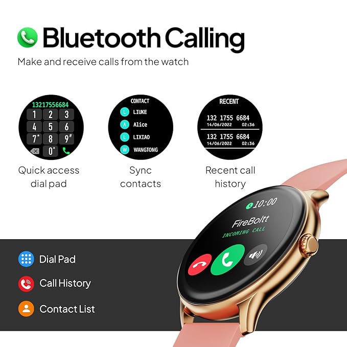 Fire-Boltt Phoenix Pro Smart Watch 1.39 inch Bluetooth Calling, AI Voice Assistant, Metal Body with 120+ Sports Modes, SpO2, Heart Rate Monitoring (Pink)