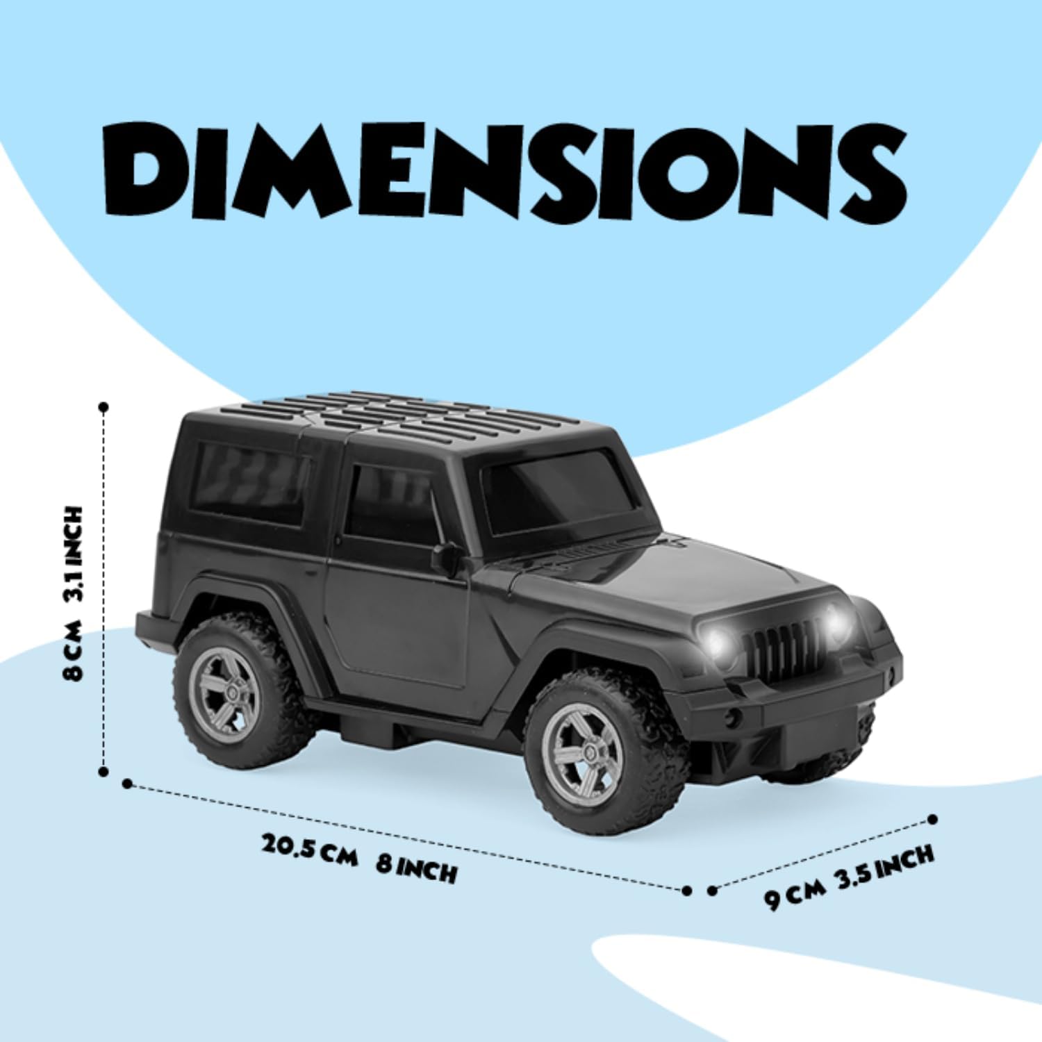 Thar Remote Control Car for Kids | Rc Rechargeable Toy 1:24 Scale with Extra Tyre, Lights & Music | High-Speed Off-Road Vehicle | Best Gift for Unisex Child (Ages 3-6) | Black