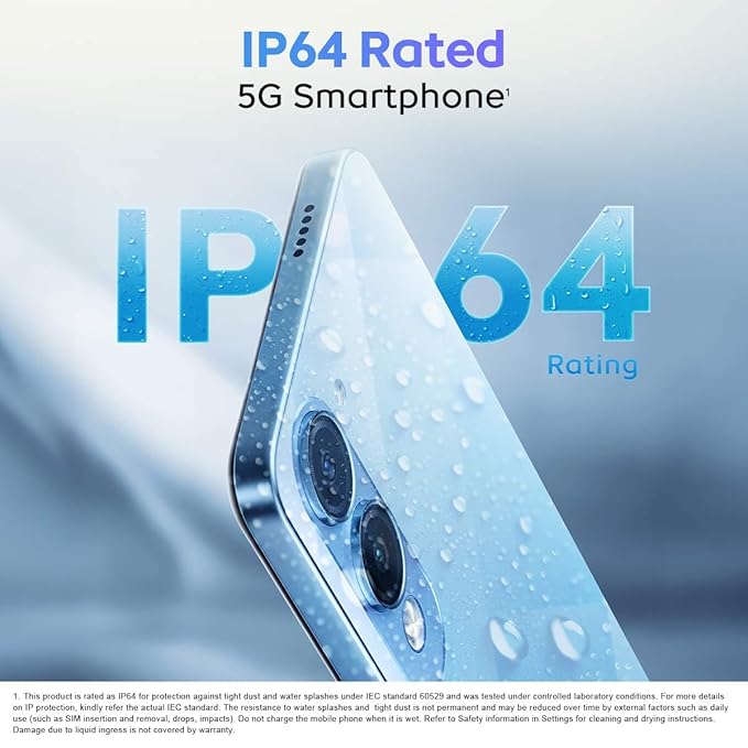 iQOO Z10 Lite 5G (Titanium Blue, 4GB RAM, 128GB Storage) | 6000 mAh Battery | Dimensity 6300 5G Processor with 433K+* AnTuTu Score | IP64 Rated & Military Grade Shock-Resistance*