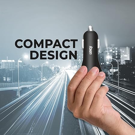 Foxin Fcc-002 Dual Port USB for Car Charger, Charging Adapter, Black