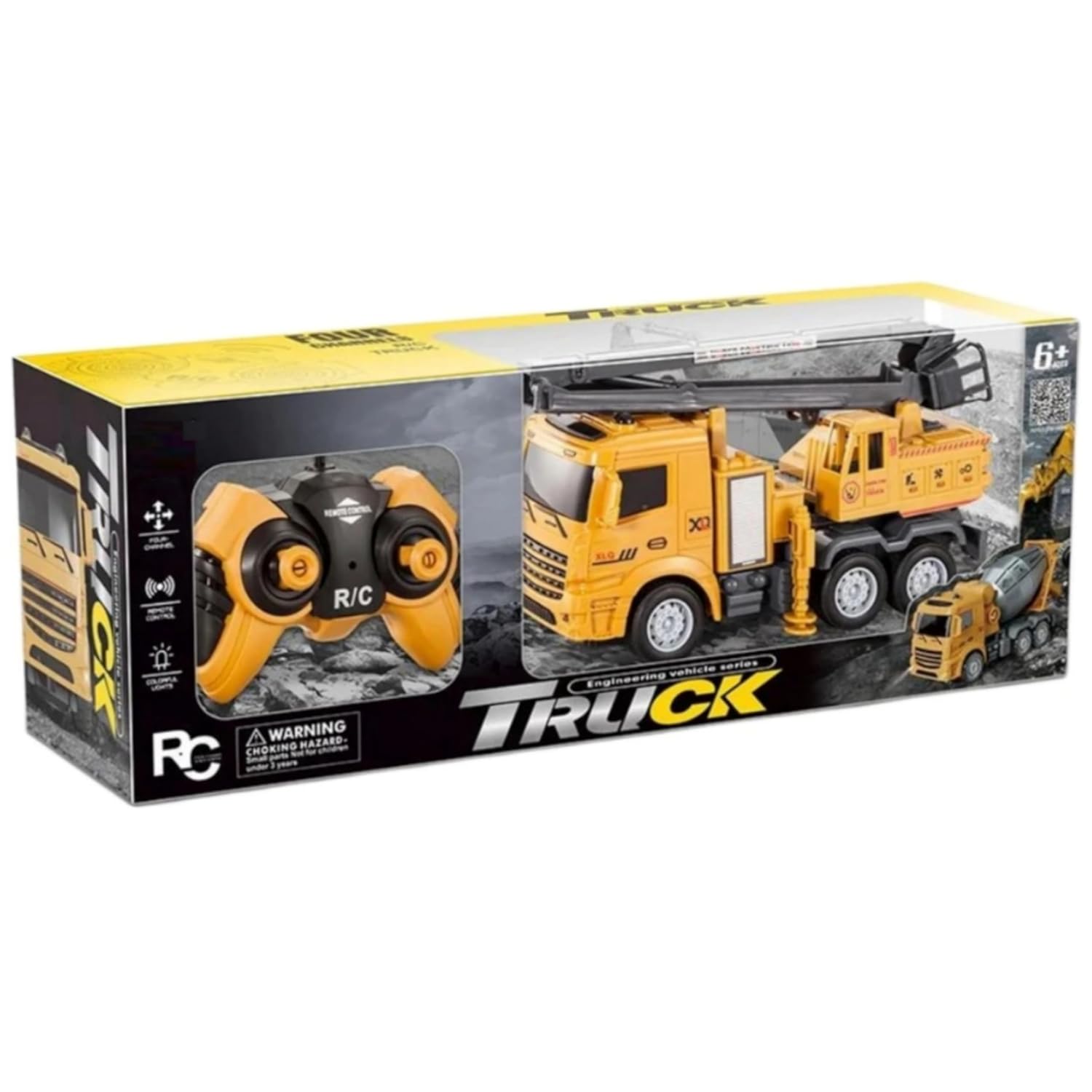 Remote Control Construction Crane Truck, RC Heavy Duty Vehicle Toy with Controller, 6+ Years, Yellow Crane Toy for Kids 5 6 7 8 9 10 Years Old Kids Pack of 1