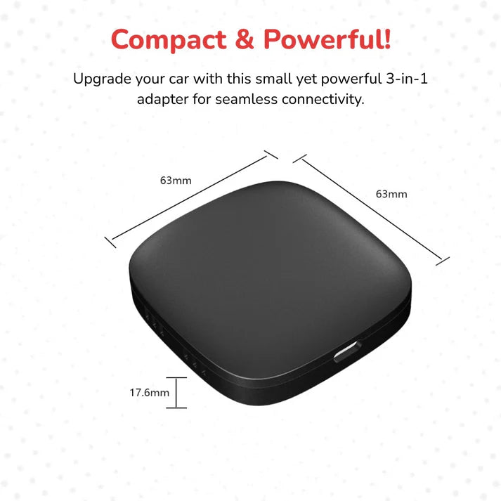 Fleettrack Connect Pro™ 3-in-1 CarPlay Adapter | Wireless CarPlay & Android Auto | Android 10 | 2GB+32GB,4-Core | TF Card Support