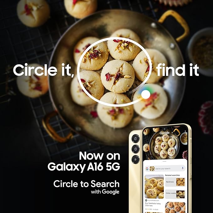 Samsung Galaxy A16 5G (Blue Black, 6GB RAM, 128GB Storage) | AI | Circle to Search | Super AMOLED | 6.5 Inch Display | 50MP Triple Camera | IP54 Rated | 6 Times OS Upgrades