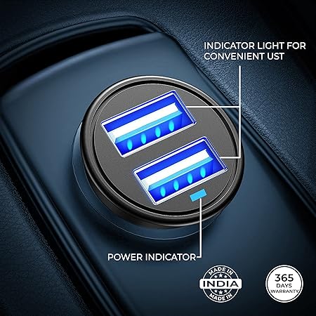 Foxin Fcc-002 Dual Port USB for Car Charger, Charging Adapter, Black