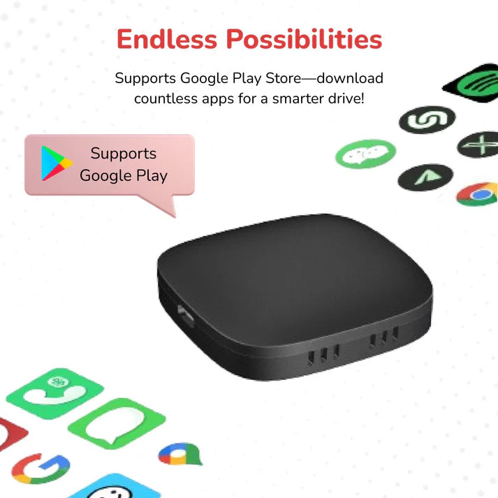 Fleettrack Connect Pro™ 3-in-1 CarPlay Adapter | Wireless CarPlay & Android Auto | Android 10 | 2GB+32GB,4-Core | TF Card Support