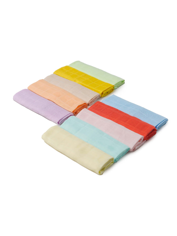 FIRSTIN Muslin Solid Colors Wipes 30X30 CM 5Pc Pack - Combo
