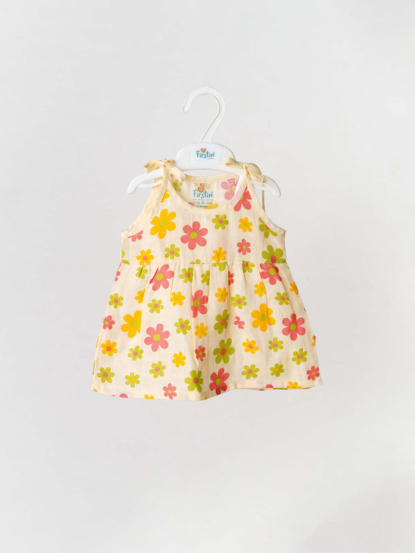 FIRSTIN Muslin Knotted Frock