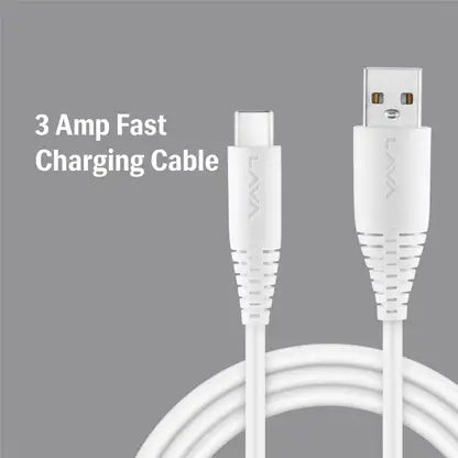 LAVA USB Type C Cable 2 A 1 m D3 Strong UM  (Compatible with Mobile, White, One Cable)