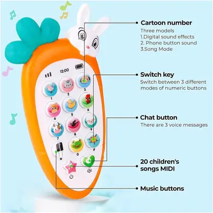Radish Style Cute Rabbit Face Pretend Play Cell Phone Toy  (Multicolor)