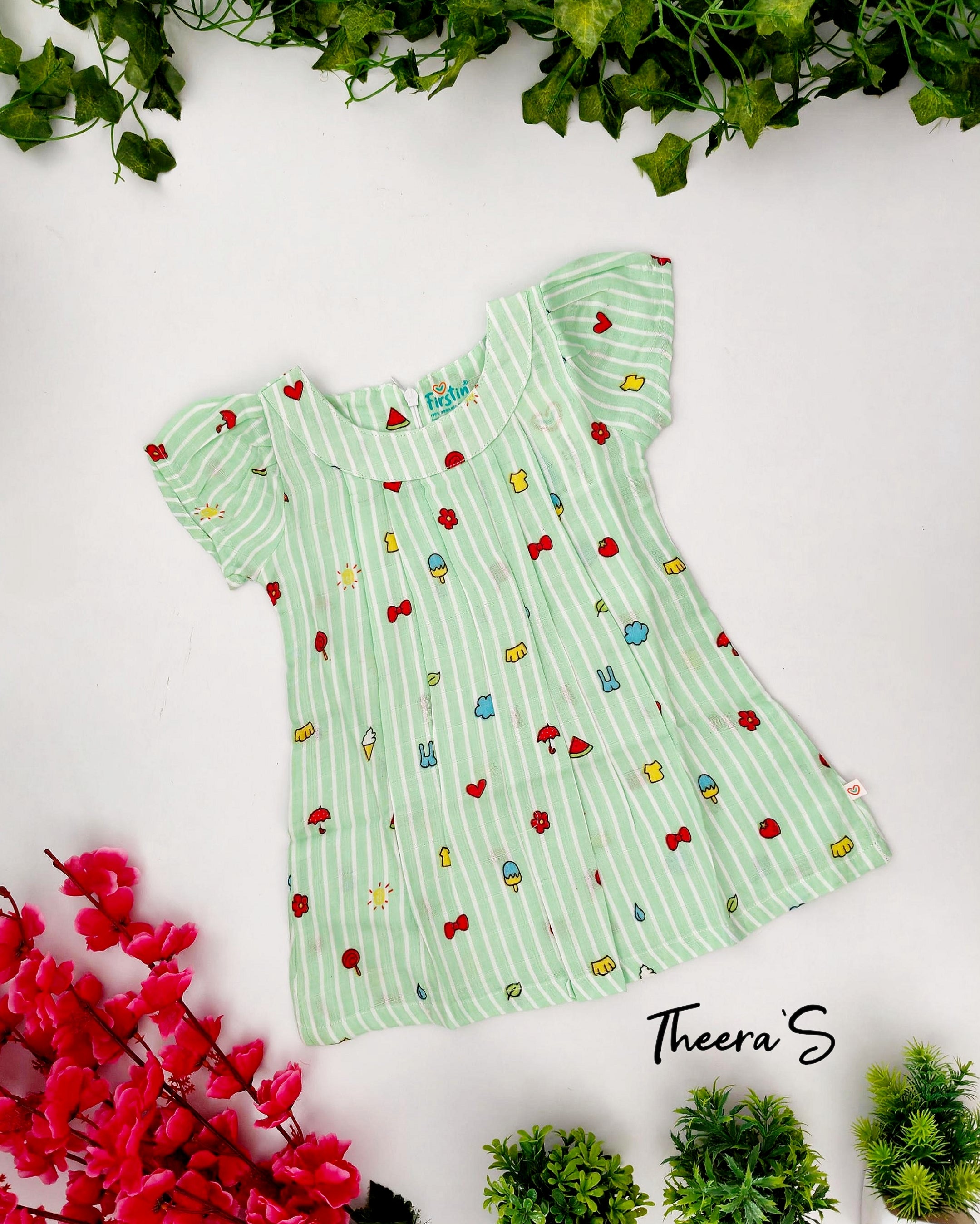 FIRSTIN MUSLIN ZIP TYPE FROCK