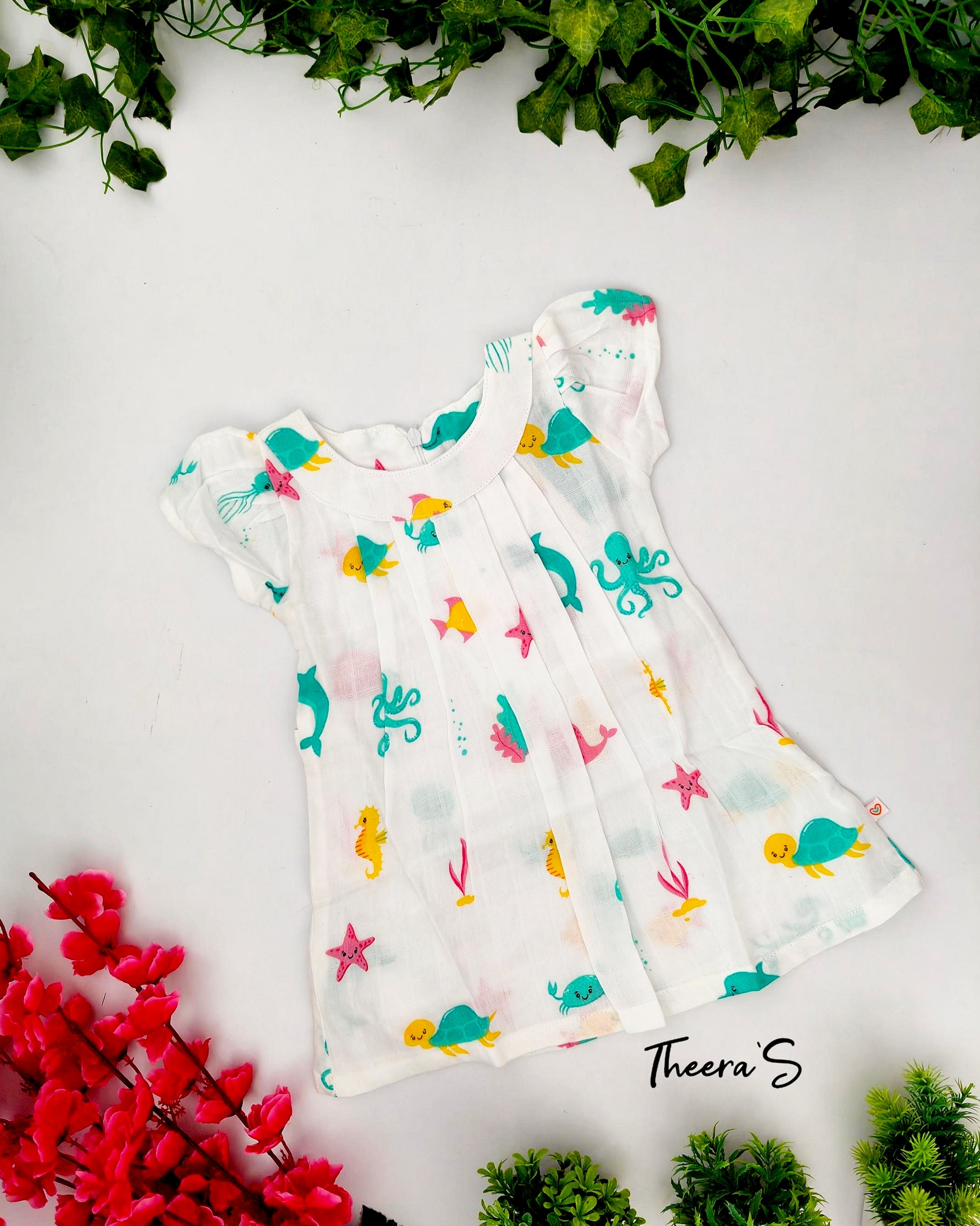 FIRSTIN MUSLIN ZIP TYPE FROCK