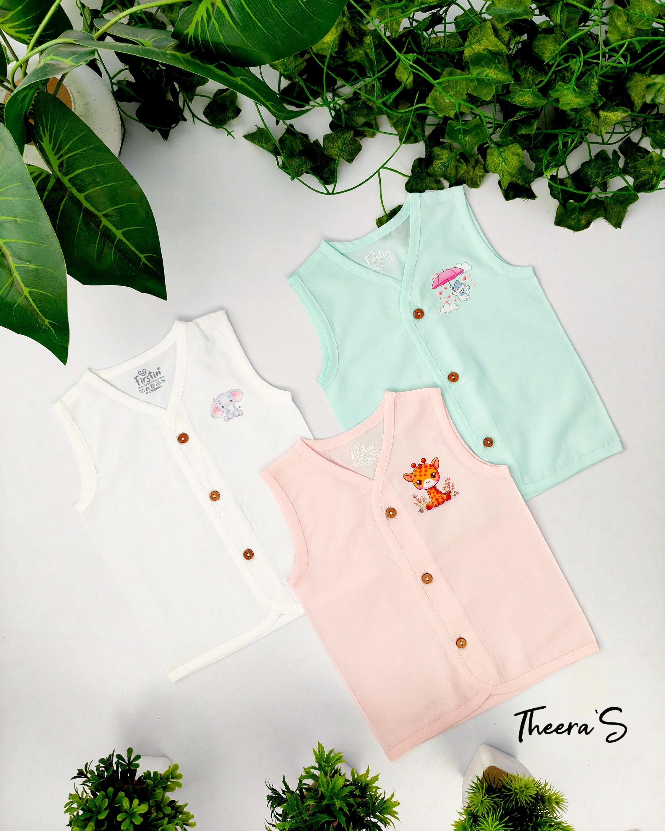 FIRSTIN Organic Cotton Jabla Sleeveless (6 pcs pack)