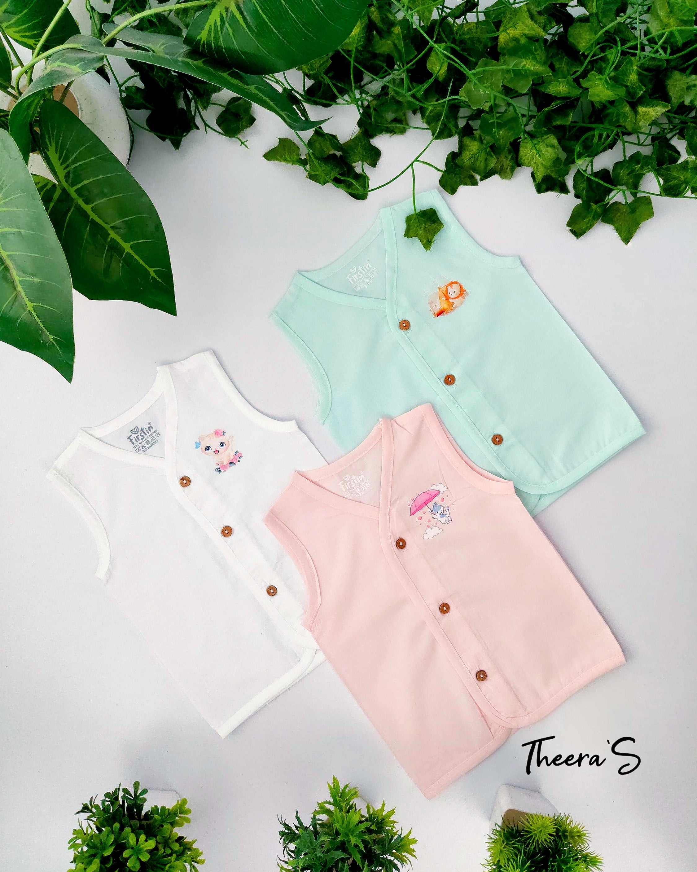 FIRSTIN Organic Cotton Jabla Sleeveless (6 pcs pack)