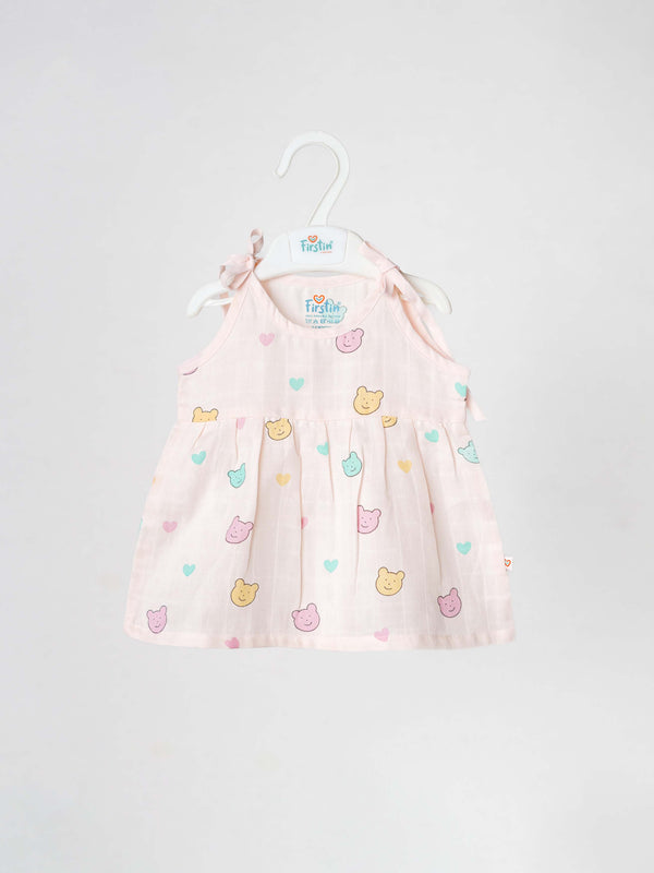 FIRSTIN Muslin Knotted Frock