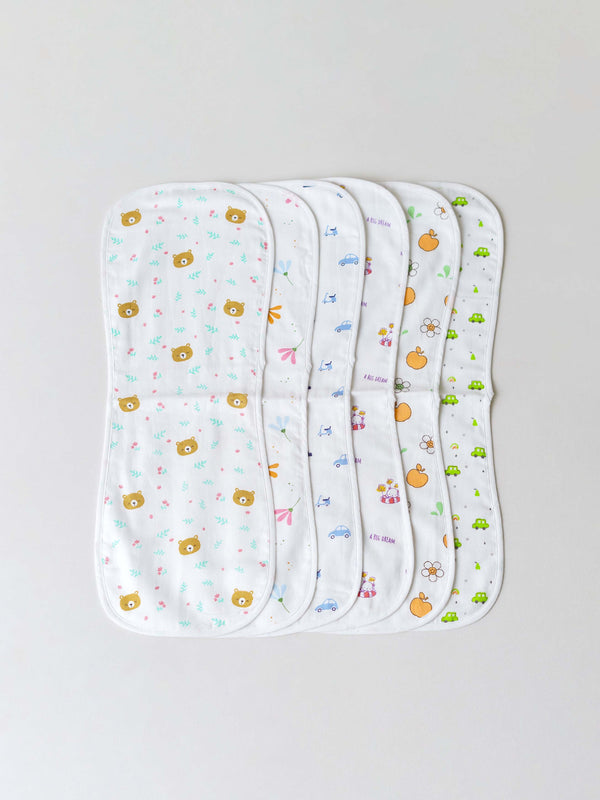 FIRSTIN Muslin Burp Cloth (Three Layers) Assorted (Any 3 prints) 6 Pcs Pack Combo