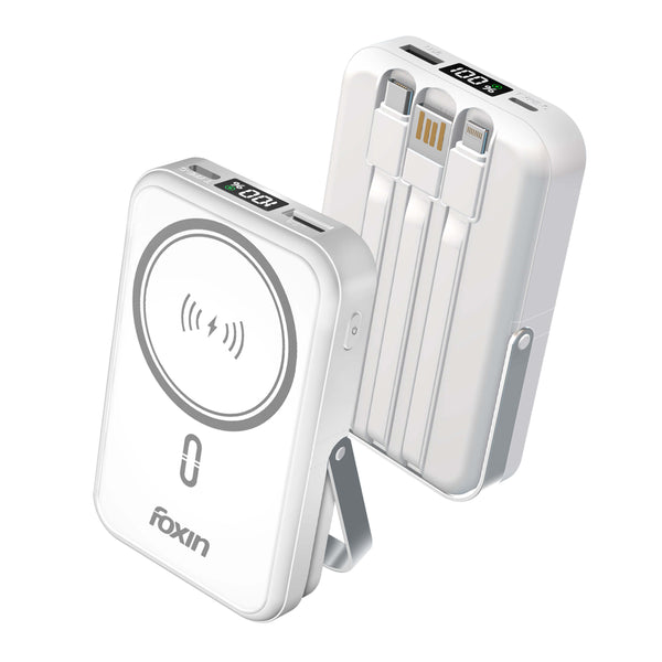 Foxin All-In-One Mag Pro Wireless Magsafe Powerbank | White