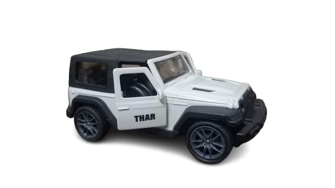 Die-Cast Metal Thar Toy Car, 1:36 Scale, Pull Back Action, White, with Openable Doors