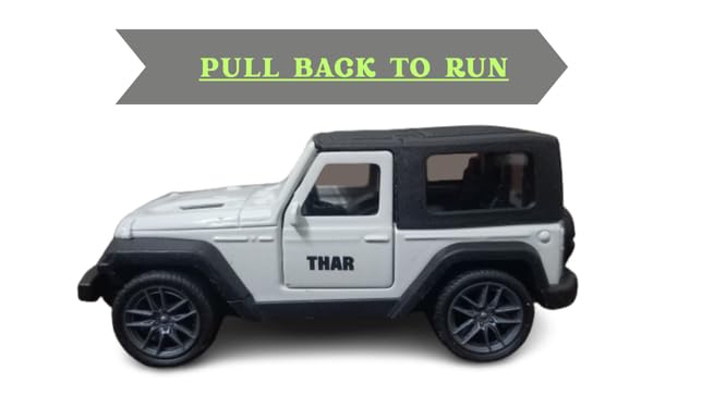 Die-Cast Metal Thar Toy Car, 1:36 Scale, Pull Back Action, White, with Openable Doors