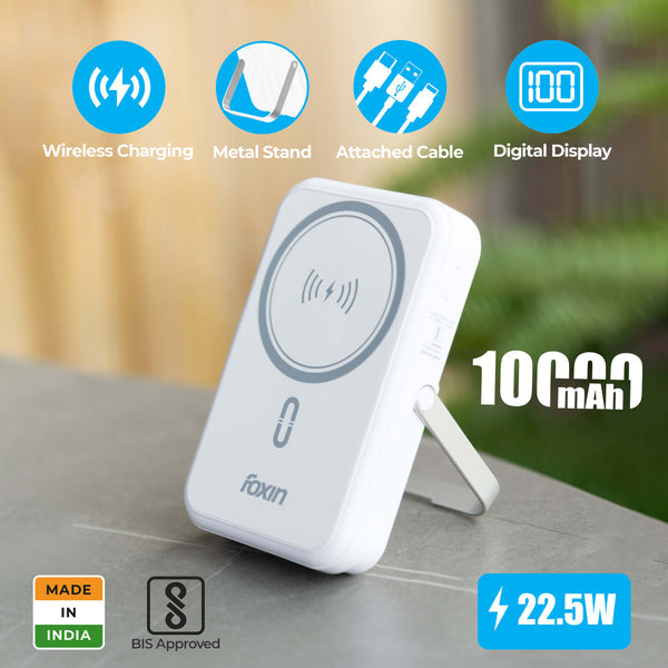 Foxin All-In-One Mag Pro Wireless Magsafe Powerbank | White