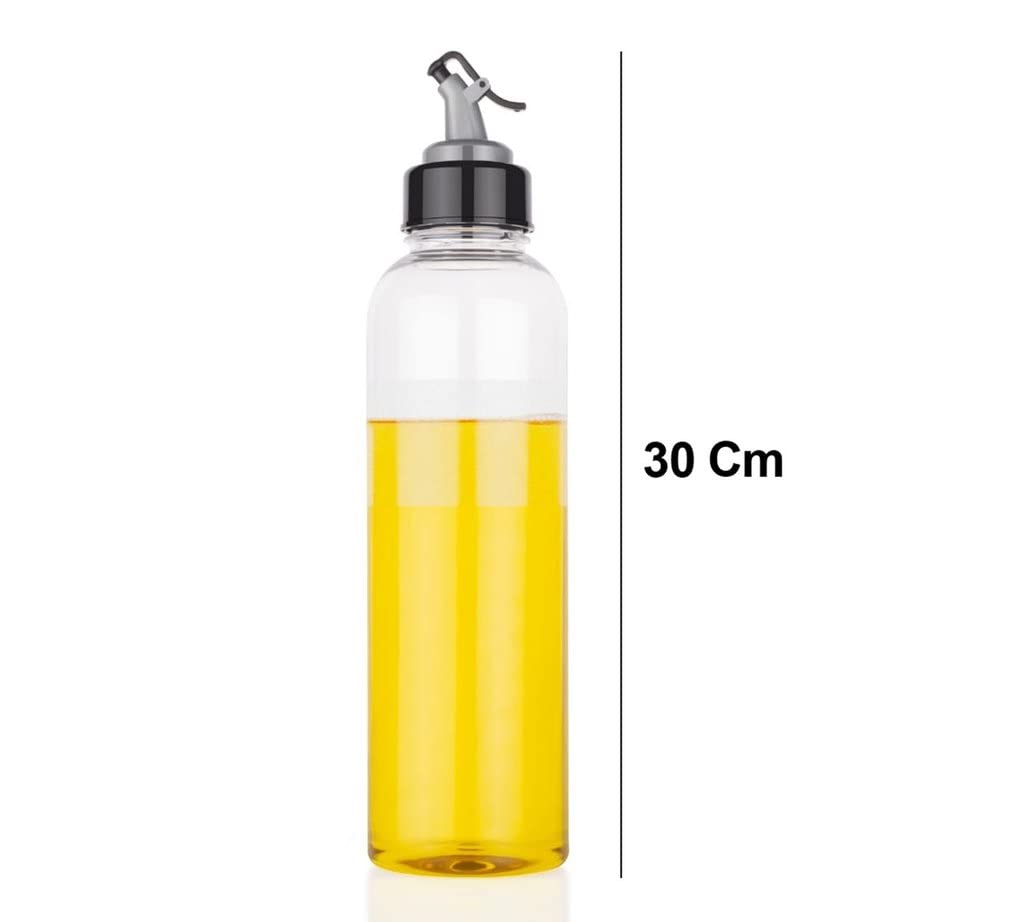 Oil Dispenser Transparent Plastic Oil Bottle Plastic Oil Dispenser for Olive Oil, Vinegar, Liquid Beverages for Kitchen with Airtight Dispenser Lid (Pack of 1)