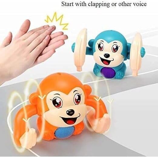 Dancing and Spinning Rolling Tumble Monkey Toy with Voice Control for Kids (Multicolor)