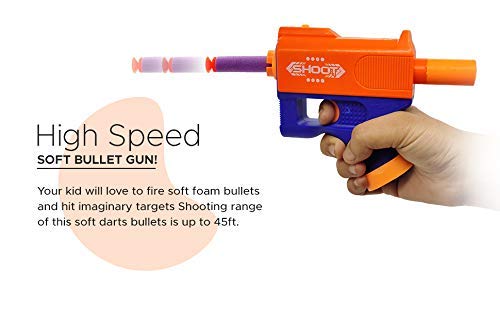 Toy Cloud Mini Soft Blaster Manual Soft Bullet Shooting Toy with 3 Safe Foam Bullets for Kids, Safe and Long Range Shooting Gun - Multicolour