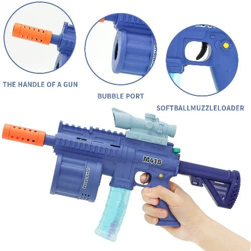 in 1 Soft Bullet Gun With Bubble Maker & Light Music Blaster - M416 Bubble Machine With 8 Foam Darts, 2 Bottle Solutions, Multifunctional Toy, Multicolor