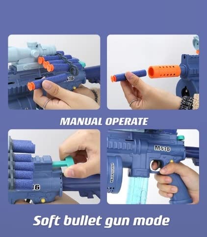 in 1 Soft Bullet Gun With Bubble Maker & Light Music Blaster - M416 Bubble Machine With 8 Foam Darts, 2 Bottle Solutions, Multifunctional Toy, Multicolor