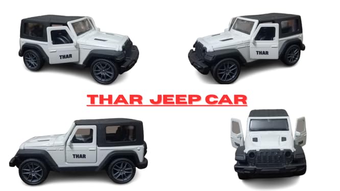 Die-Cast Metal Thar Toy Car, 1:36 Scale, Pull Back Action, White, with Openable Doors