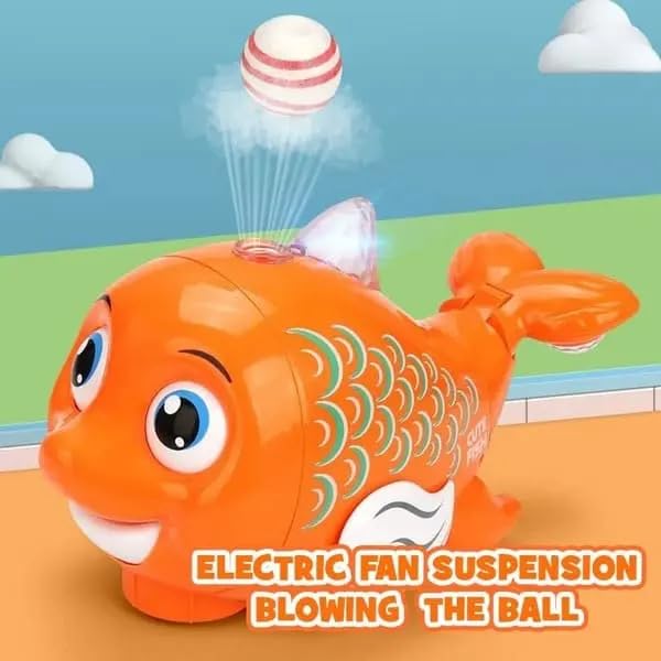 Cute Dancing Fish Blow The Ball, Flashing Colourful Light & Sound Toy Bump n Go Toys for Kids