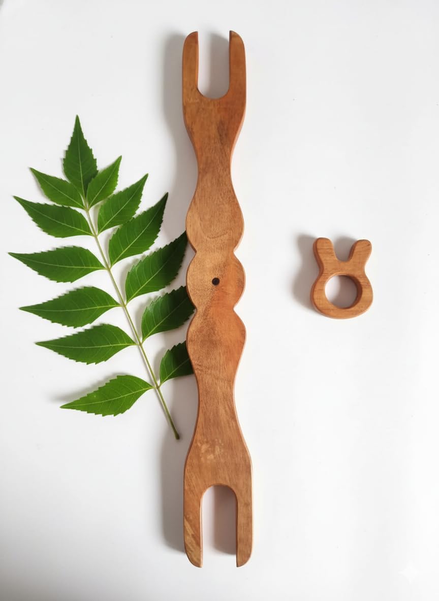 Pure NEEM Wooden Combo - Cradle Stick & Teether (1 Piece- Micky)| Thottil Kattai (Kambu) | Swing Stand for Babies,Kids