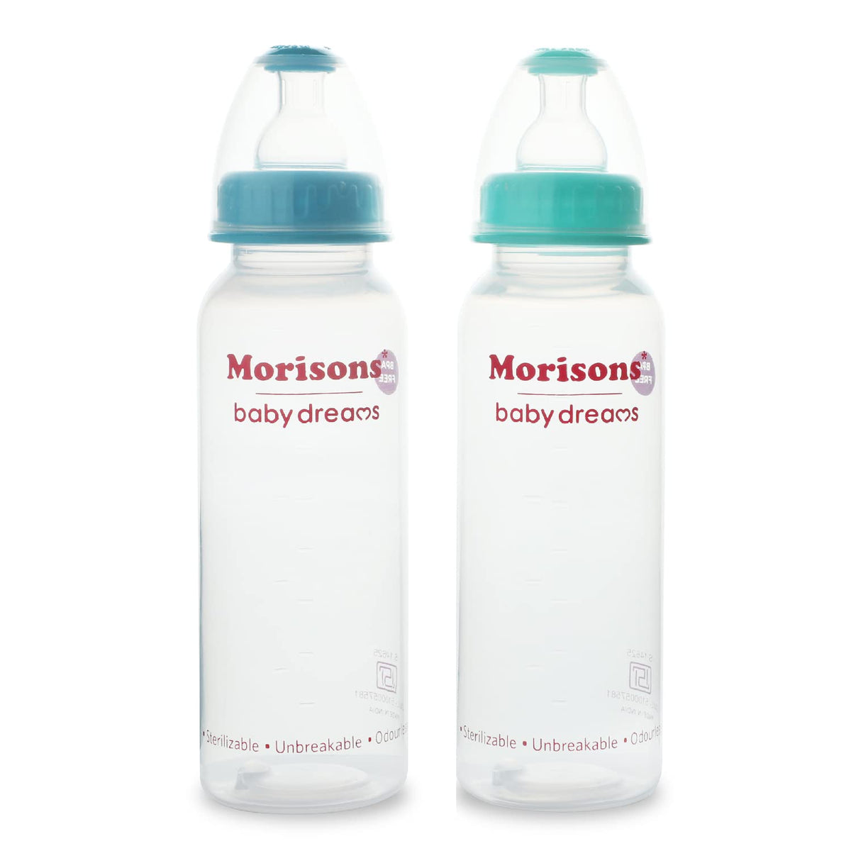 Morisons* babydreams THE CHOICE OF SMART MUMS Baby Dreams SuperDuo Regular PP Feeding Bottle 250 ml (Pack of 2), Colour: Assorted