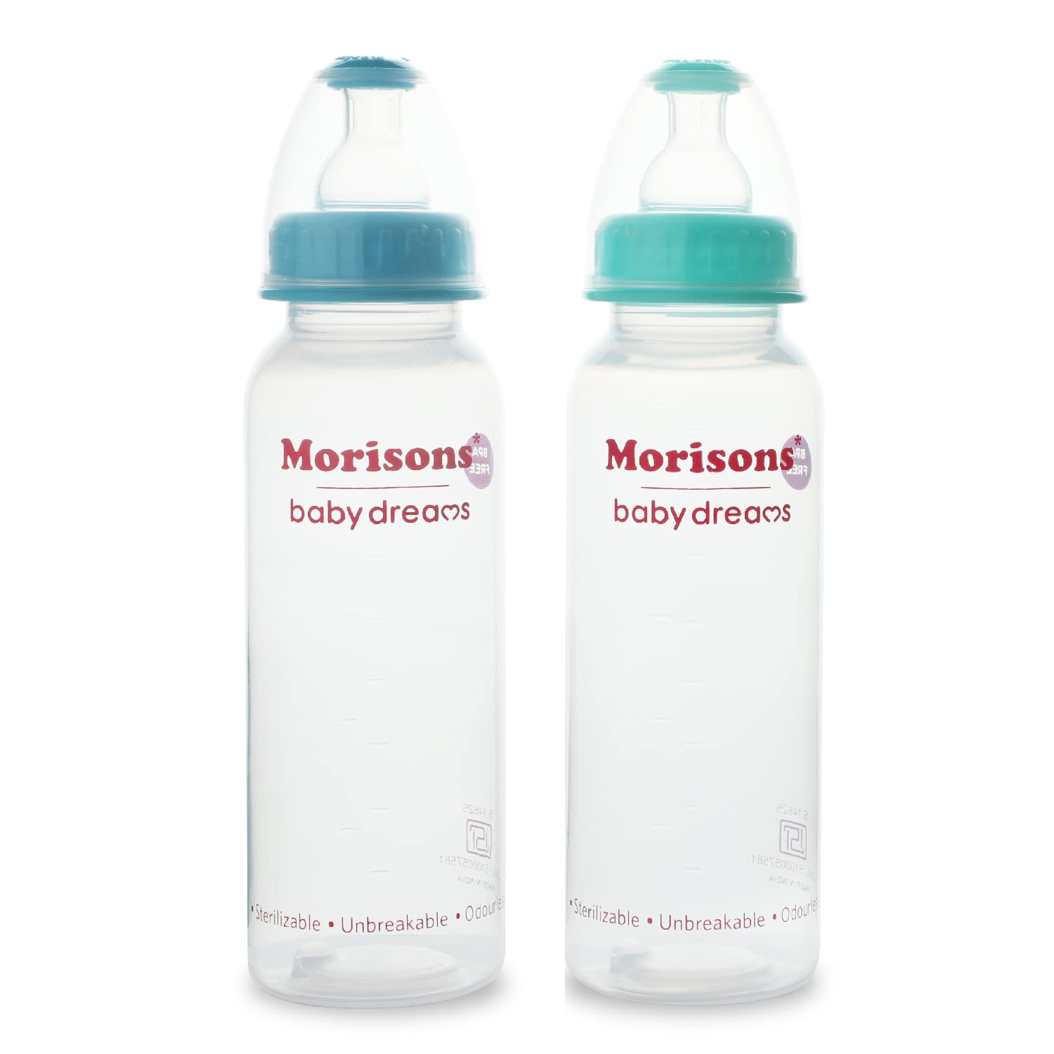 Morisons* babydreams THE CHOICE OF SMART MUMS Baby Dreams SuperDuo Regular PP Feeding Bottle 250 ml (Pack of 2), Colour: Assorted