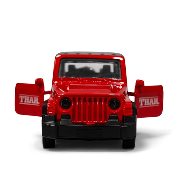 XQZMEE 1:32 Scale Die Cast Metal Pull Back Thar Car Toy for Kids with Openable Doors, Light & Music | Pack of 1 (Red Rage)