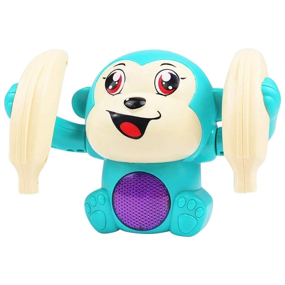 Dancing and Spinning Rolling Tumble Monkey Toy with Voice Control for Kids (Multicolor)