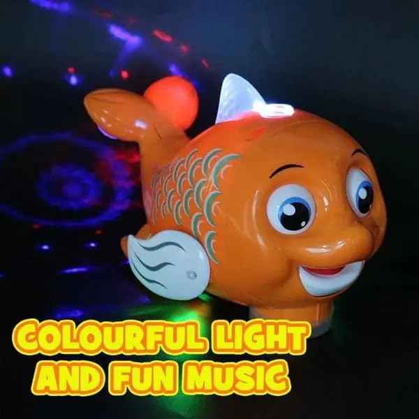 Cute Dancing Fish Blow The Ball, Flashing Colourful Light & Sound Toy Bump n Go Toys for Kids