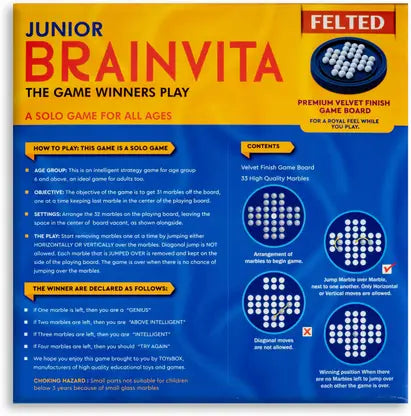 Toysbox Junior Brainvita Felted (4121) Marblre Game Party & Fun Board Game