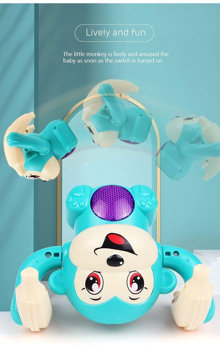 Dancing and Spinning Rolling Tumble Monkey Toy with Voice Control for Kids (Multicolor)