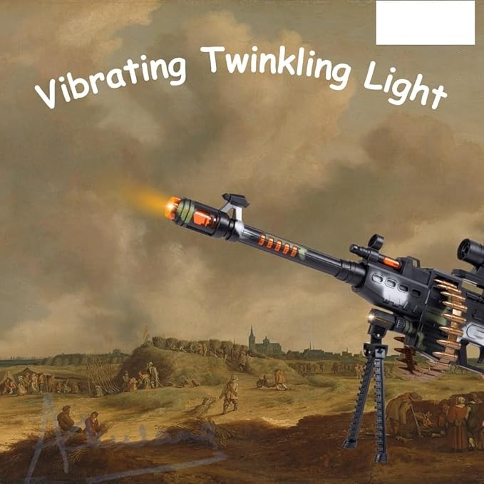 Machine Gun Toy with Stand and Carry Strap, Flashing Lights & Sound Effect